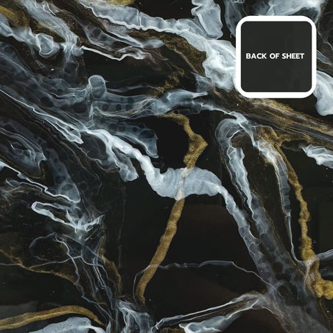 1/8" Black Golden Swirl Marble Cast Acrylic Sheets