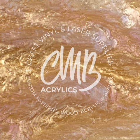 1/8" Copper Shell Marbled Glitter Cast Acrylic Sheets