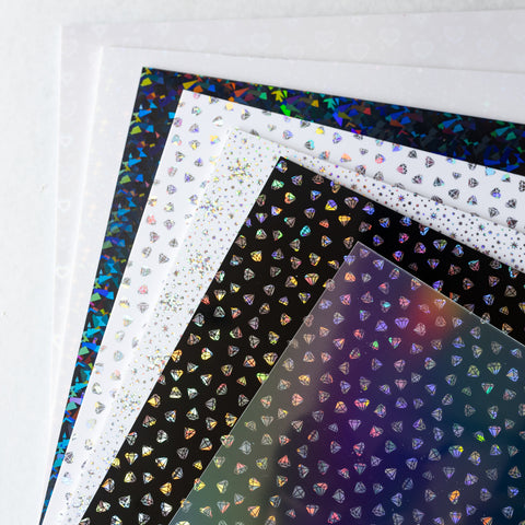 1/8" Iridescent Crystal on White Acrylic Sheets