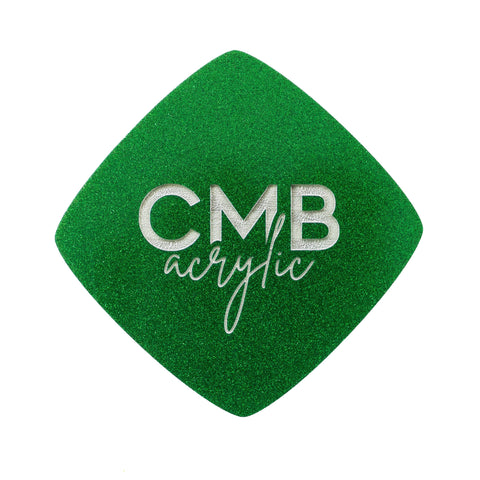 1/8" Emerald Green Glitter Engraves Ivory Two Tone Cast Acrylic Sheets