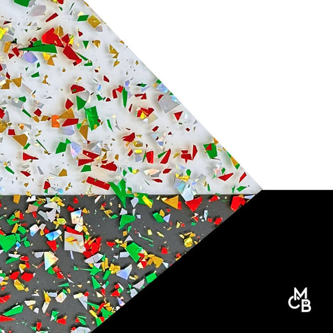 1/8" Festive Flake Glitter Cast Acrylic Sheets