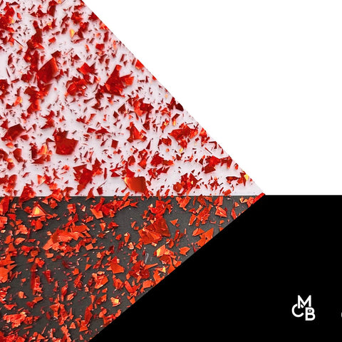 1/8" Holographic Red Flake Glitter Cast Acrylic Sheets