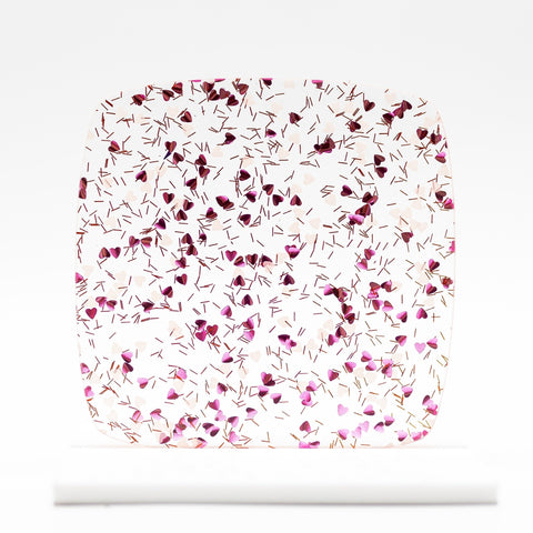 1/8" Pink Heart Shaped Glitter Cast Acrylic Sheets
