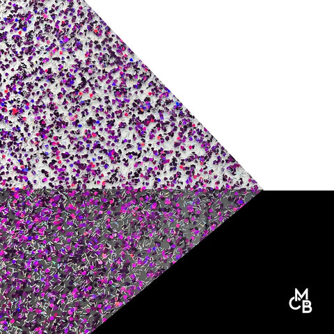1/8" Purple Heart & Tinsel Shaped Glitter Cast Acrylic Sheets