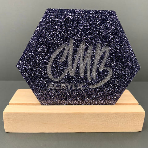 1/8" Steel Blue Glitter Cast Acrylic Sheets