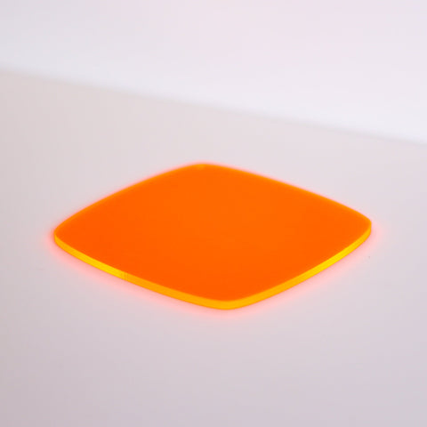 1/4" Transparent Fluorescent Orange Cast Acrylic Sheets