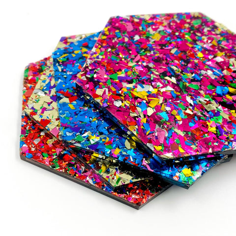 5/32" Christmas Party Chunky Flake Glitter Cast Acrylic Sheets
