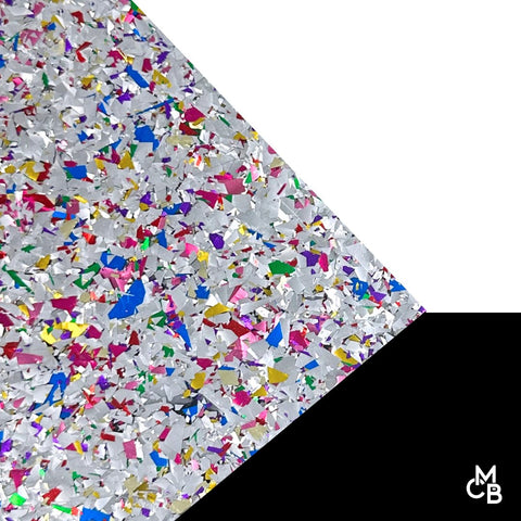 5/32" Silver Party Chunky Flake Glitter Cast Acrylic Sheets