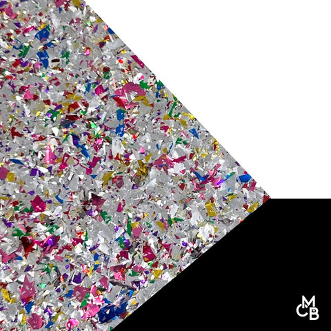 5/32" Silver Party Chunky Flake Glitter Cast Acrylic Sheets