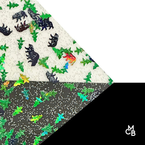 1/8" Bear in the Woods Shaped Glitter Cast Acrylic Sheets