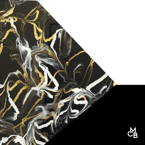 1/8" Black Golden Swirl Marble Cast Acrylic Sheets