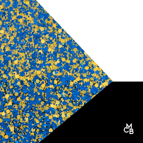 1/8" Blue & Gold Glitter Dots Cast Acrylic Sheets