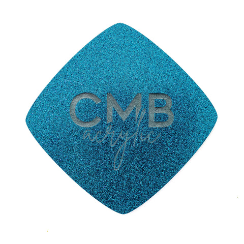 1/8" Cerulean Blue Glitter Engraves Black Two Tone Cast Acrylic Sheets