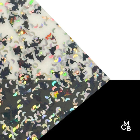 1/8" Cosmic Kitty Shaped Glitter Cast Acrylic Sheets