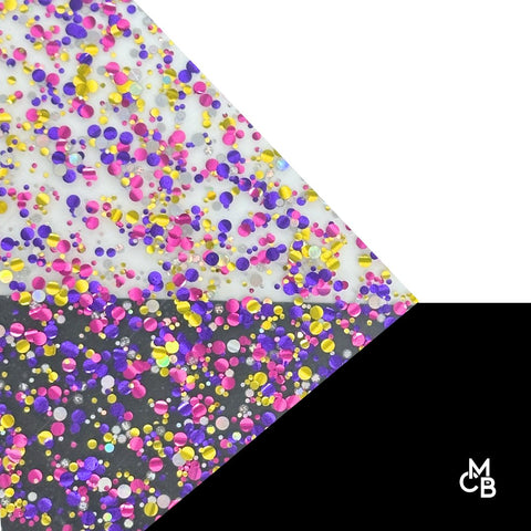 1/8" Fruit Punch Glitter Dots Cast Acrylic Sheets