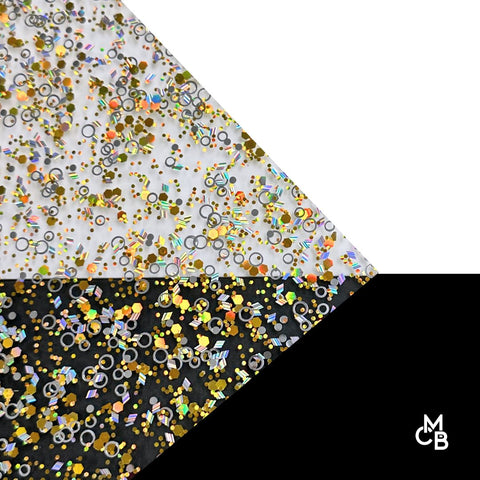 1/8" Gold & Silver Spangle Glitter Shapes Cast Acrylic Sheets