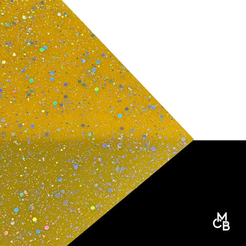 1/8" Golden Yellow Diamond Dust Glitter Dots Cast Acrylic Sheets