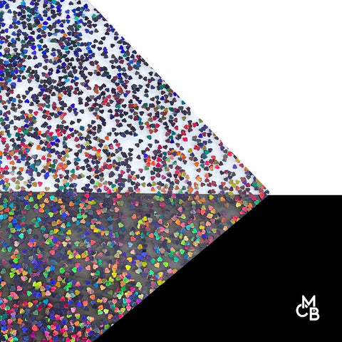 1/8" Gothic Glam Holographic Heart Shaped Glitter Cast Acrylic Sheets