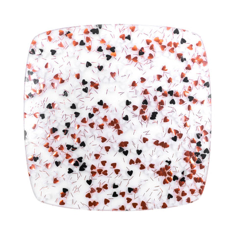1/8" Heartbreaker- Red Heart Shaped Glitter Cast Acrylic Sheets