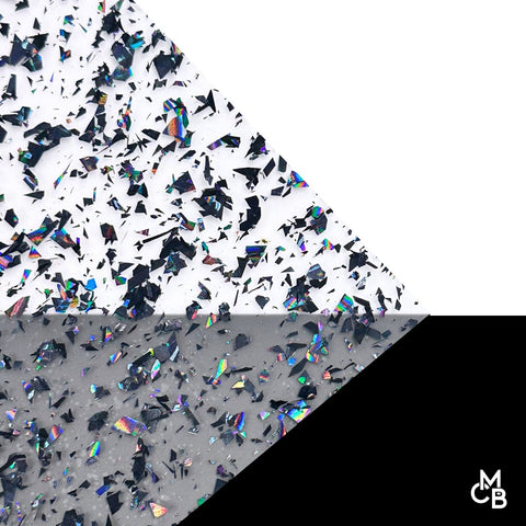 1/8" Holographic Black Flake Glitter Cast Acrylic Sheets