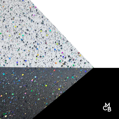1/8" Holographic Black Hexy Glitter Dots Cast Acrylic Sheets
