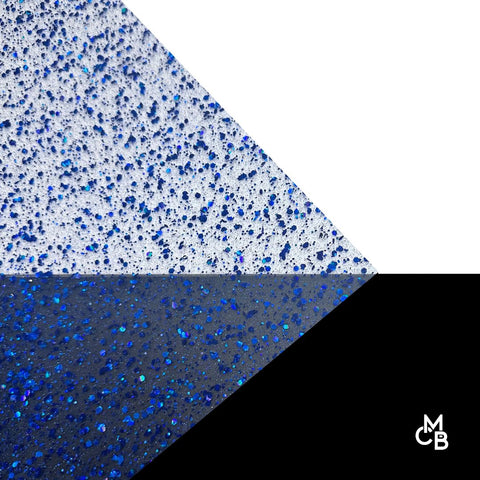 1/8" Holographic Royal Blue Hexy Glitter Dots Cast Acrylic Sheets