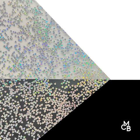1/8" Holographic Silver Hearts Shaped Glitter Cast Acrylic Sheets