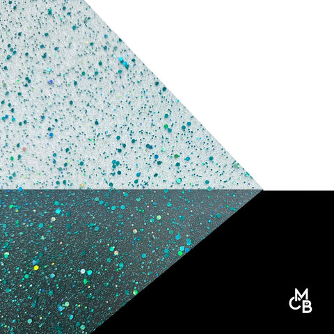 1/8" Holographic Teal Hexy Glitter Dots Cast Acrylic Sheets