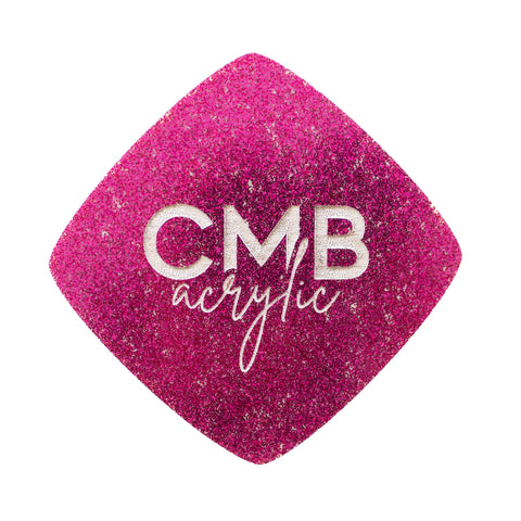 1/8" Hot Pink Glitter Engraves Ivory Two Tone Cast Acrylic Sheets