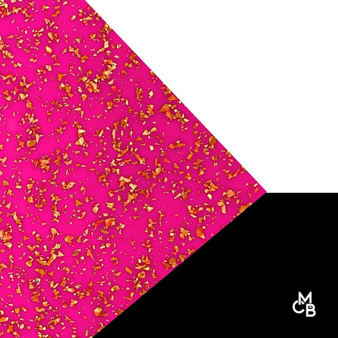1/8" Hot Pink Gold Luxe Flake Glitter Cast Acrylic Sheets