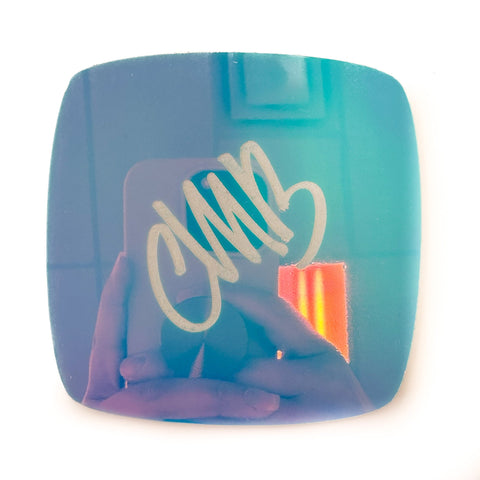 1/8" Iridescent Blue Engraves White Two Tone Acrylic Sheets