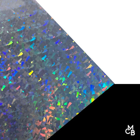 1/8" Iridescent Crystal on Black Acrylic Sheets