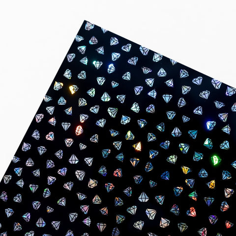 1/8" Iridescent Diamonds on Black Acrylic Sheets
