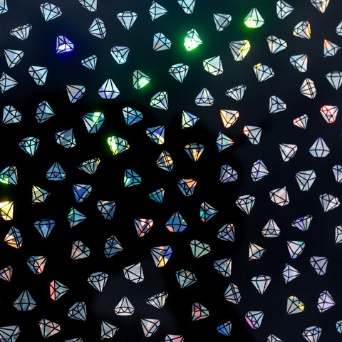 1/8" Iridescent Diamonds on Black Acrylic Sheets