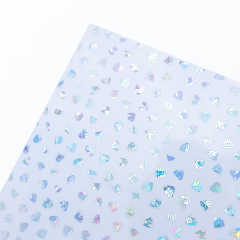 1/8" Iridescent Diamonds on White Acrylic Sheets