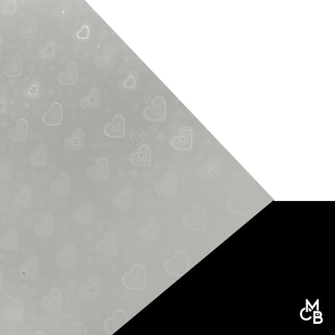 1/8" Iridescent Hearts on White Acrylic Sheets