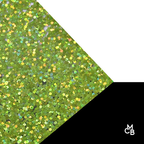 1/8" Lime Green Holographic Hex Glitter Cast Acrylic Sheets