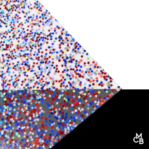 1/8" Patriotic Red, White, & Blue Stars Shaped Glitter Cast Acrylic Sheets