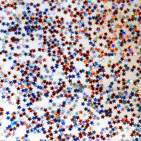 1/8" Patriotic Red, White, & Blue Stars Shaped Glitter Cast Acrylic Sheets