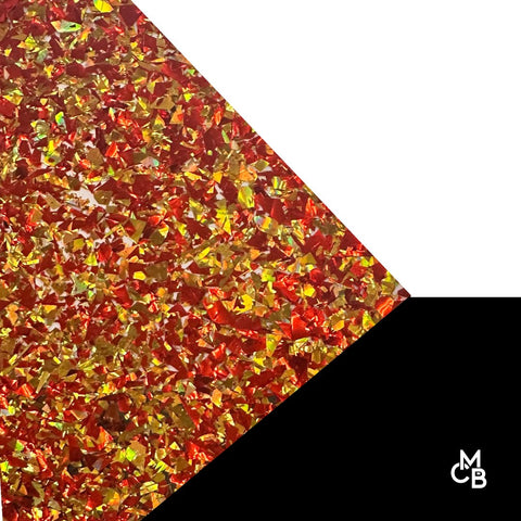 1/8" Red & Gold Flake Glitter Cast Acrylic Sheets