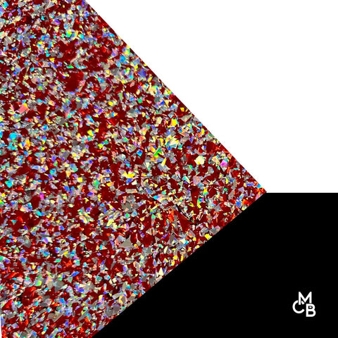 1/8" Red & Silver Flake Glitter Cast Acrylic Sheets