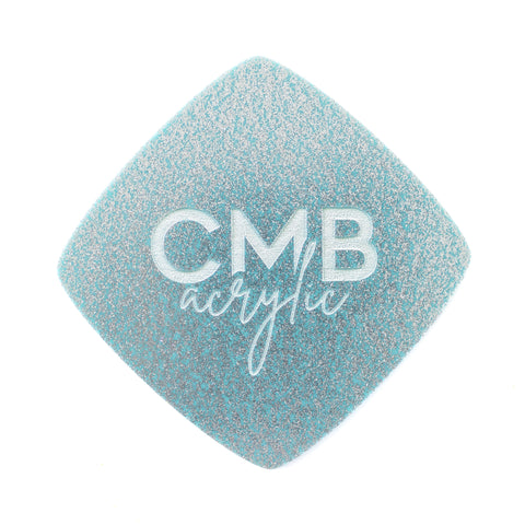 1/8" Silver Glitter Engraves Robins Egg Blue Two Tone Cast Acrylic Sheets