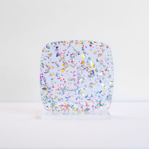 1/8" Silver Holographic Flake Glitter Cast Acrylic Sheets