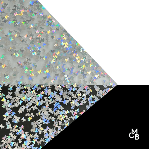1/8" Silver Holographic Bow Shaped Glitter Cast Acrylic Sheets