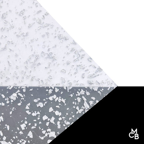 1/8" Silver Metallic Foil Flakes Glitter Cast Acrylic Sheets