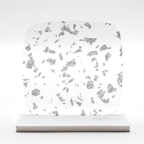 1/8" Silver Metallic Foil Flakes Glitter Cast Acrylic Sheets