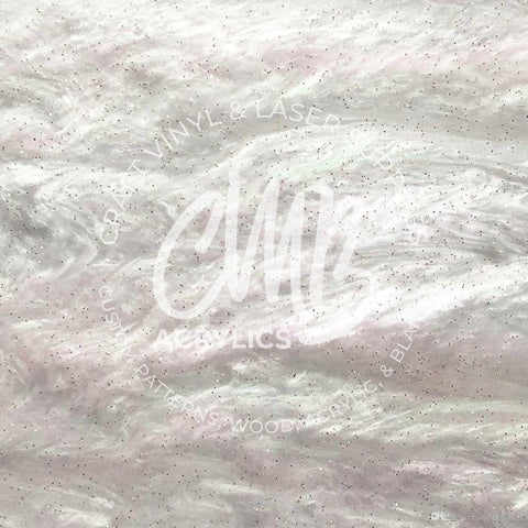 1/8" White Marbled Glitter Cast Acrylic Sheets