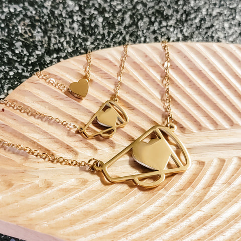 Petite Cheer Megaphone Necklace (Silver or Gold), 1 Total, Metal Blank #132