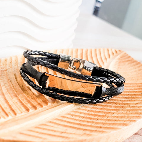 Triple Cord Men's Bracelet , 1 Total, Metal Blank #138
