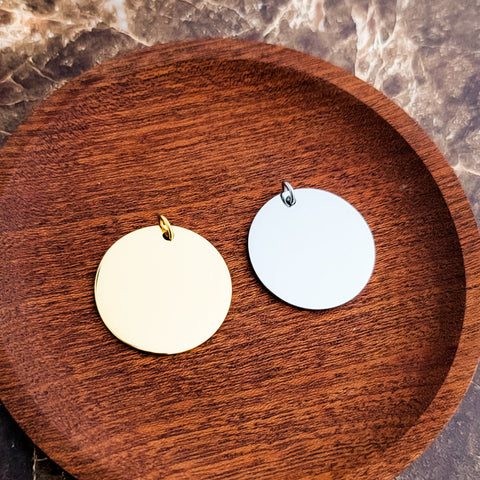30mm Disc Pendant (Silver or Gold), 5 Pieces Total, Metal Blank #142